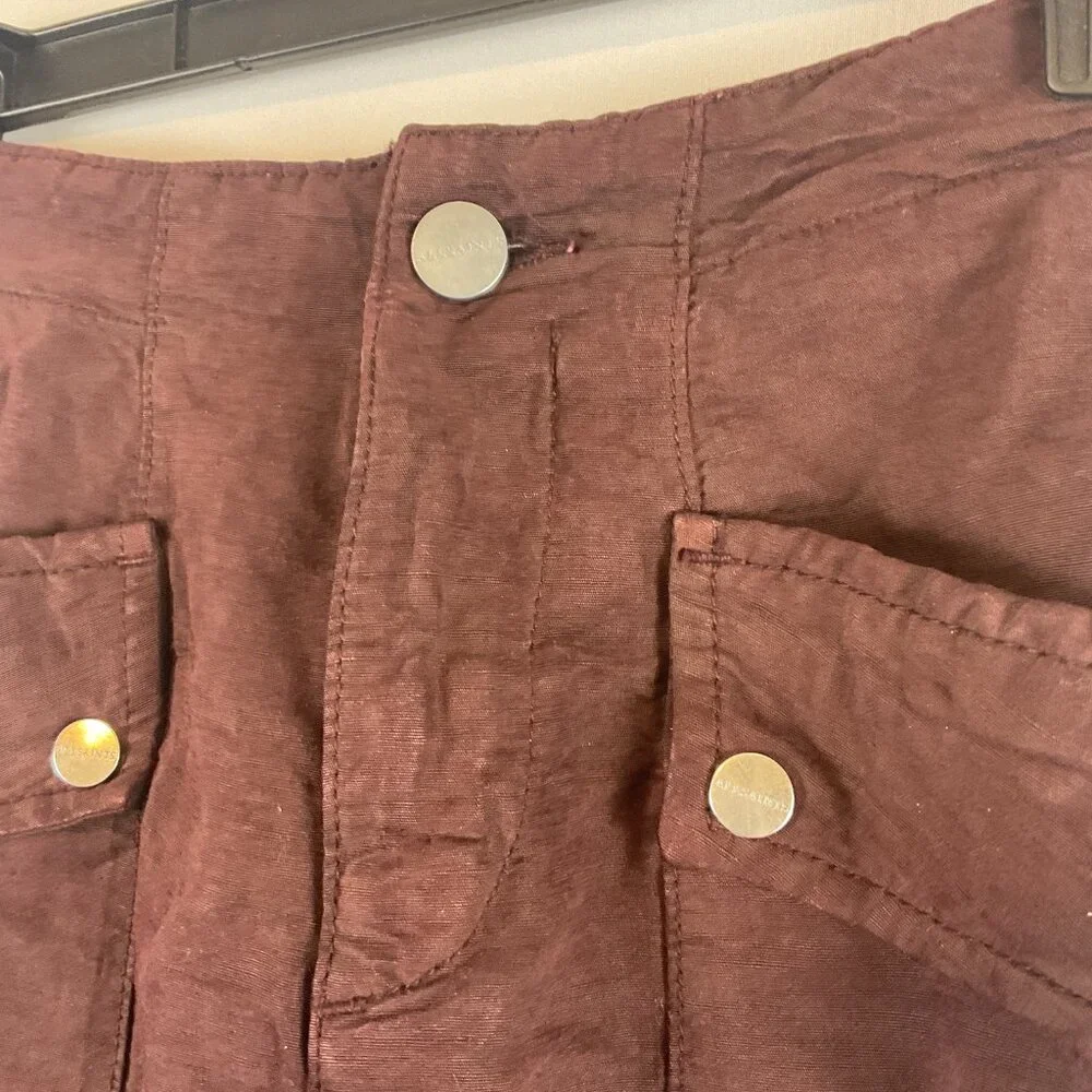 AllSaints Val Trouser Jogger Cargo Pants US 0 Reddish-Brown Snap Pockets